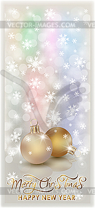 Merry Christmas, New year banner with golden xmas balls - vector image