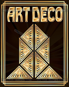 Art deco golden background, vector illustration - color vector clipart