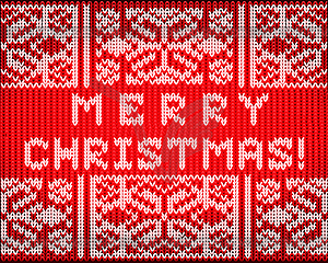 Knitted nordic Merry Christmas pattern, New Year, vecto - vector clipart