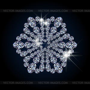 Diamond xmas snowflake winter card, vector illustration - royalty-free vector clipart