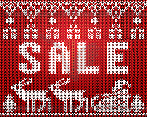 Knitted nordic pattern Xmas sale, vector illustration - vector image