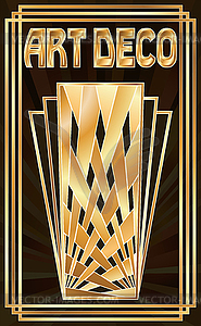 Art deco golden card, vector illustration - vector image