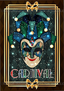 Venice carnival mask, vip card in art deco style - vector clip art
