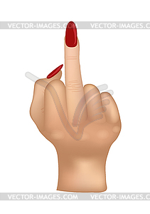 Female middle finger hand, vector illustration - vector image