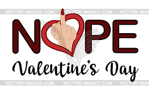 Nope Valentines Day banner, vector illustration - vector image