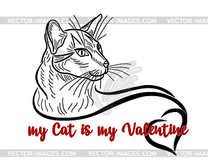 My cat is my valentine, invitation card, vector - vector image