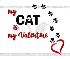 Моя кошка - моя валентинка, VIP-карта, векторная иллюстрация - векторное графическое изображение