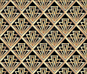 Art deco wallpaper with golden geometric pattern, - vector image