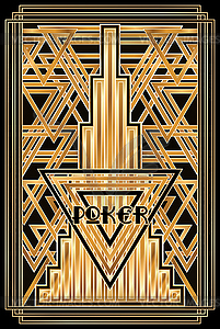 Art deco poker hearts card, vector illustration - royalty-free vector clipart