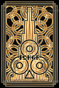 Art deco poker clubs card, vector illustration - vector image