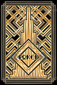 Art deco poker diamonds card, vector illustration - vector clipart