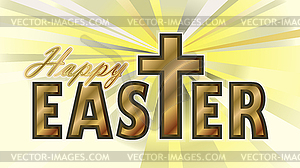 Счастливой Пасхи баннер с христианским крестом, векторные иллюстрации - векторная иллюстрация