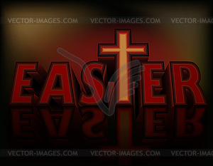 Happy Easter banner with christian cross, vector illust - vector clip art