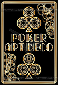 Casino Clubs poker card,  art deco style, vector illust - vector EPS clipart
