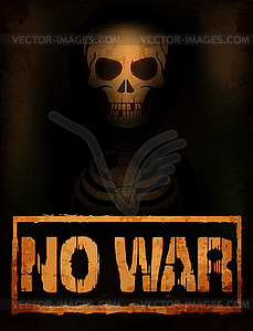 No War poster with skeleton, vector illustration - vector clip art