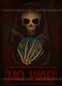 No War background, skeleton holding Earth, vector  - vector clipart / vector image