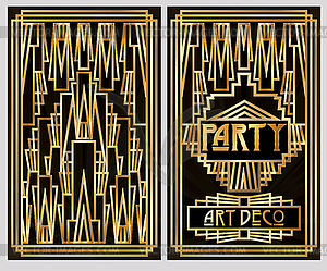 Vip greeting card art deco style, vector illustration - stock vector clipart