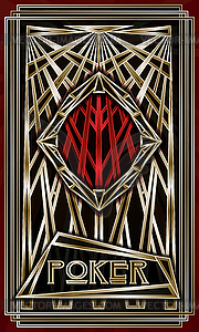 Art Deco Diamonds poker card, casino style, vector  - vector image