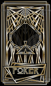 Art Deco Spades poker card, casino style, vector  - vector clipart