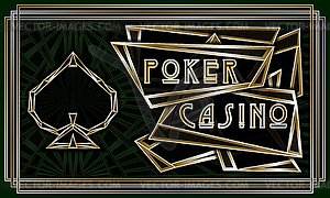 Spades poker vip card, casino art deco style, vector  - vector image