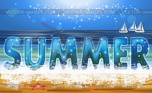 Summer ocean wallpaper with yacht. vector illustration - vector clipart