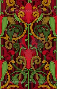 Floral seamless pattern in art nouveau style, vector  - vector clipart