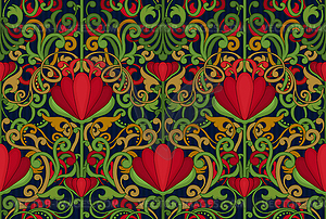 Бесшовный цветочный винтажный узор в стиле модерн - стоковое векторное изображение