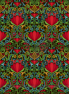 Floral vintage seamless pattern in art nouveau style - vector clipart