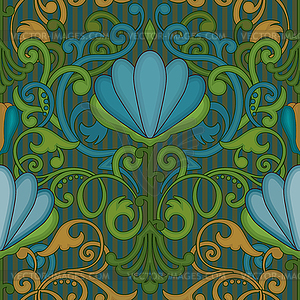 Seamless floral pattern, art nouveau style, vector - vector image
