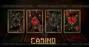 Casino banner vintage poker cards, vector illustration - vector clip art