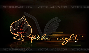 Poker night vip background with spade card symbol, vect - stock vector clipart