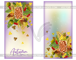 Season autumn vertical banners with diamond gemstone an - vector clip art