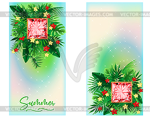 Season summer vertical banners with diamond ruby and tr - vector clipart