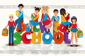 Back to school. Friends classmates. vector illustration - vector clipart