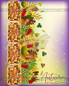 Season autumn background with diamond gemstone and autu - vector image