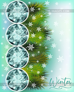 Сезон зимний фон с бриллиантом, снежинками и р - изображение в векторе / векторный клипарт