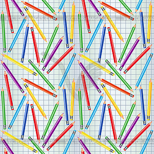 Back to School card with pencils, seamless pattern, vec - vector clipart / vector image