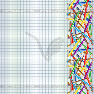 Back to School notebook with pencils and paint brushes, - vector image