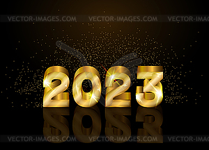 Golden 2023 New year vip card, vector illustration - vector clip art