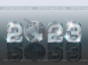 Happy 2023 New year vip card with globe, vector illustr - vector clipart