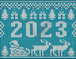 New 2023 year knitted pattern with Santa Claus and xmas - color vector clipart