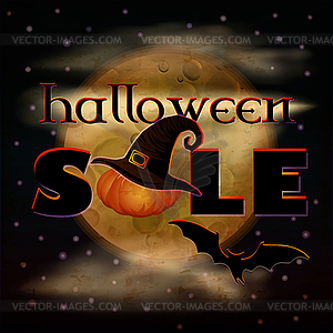 Happy Halloween sale card with moon. vector illustratio - stock vector clipart