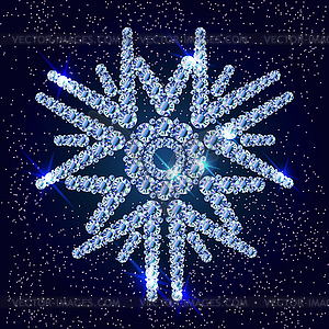 Diamond snowflake xmas card, vector illustration - vector image