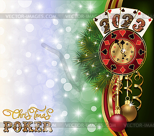 Happy New 2023 year. Christmas Poker background with ca - vector clip art