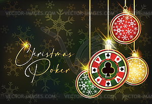 New year. Christmas Casino background with clubs poker  - vector clipart
