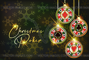 Happy New year. Christmas Casino banner with poker chip - vector clipart