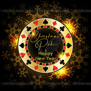 Happy New year. Christmas Casino wallpaper with poker c - vector image