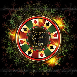 Happy New year invitation card. Christmas Casino poker  - vector image