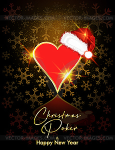 Happy New year. Christmas Casino card with poker hearts - vector clipart