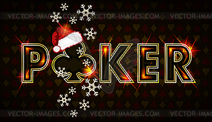 Christmas poker banner with santa claus hat and clubs s - vector clipart